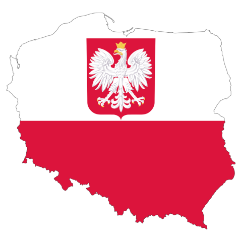 Poland's flag in Poland's geographical border outline