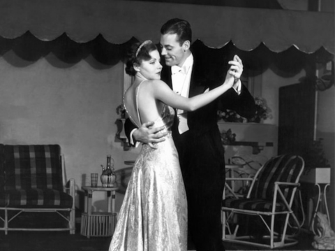 Black and white photo of a couple dancing