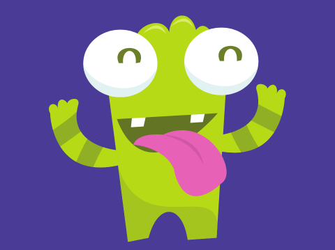 cartoon monster sticking out it's tongue