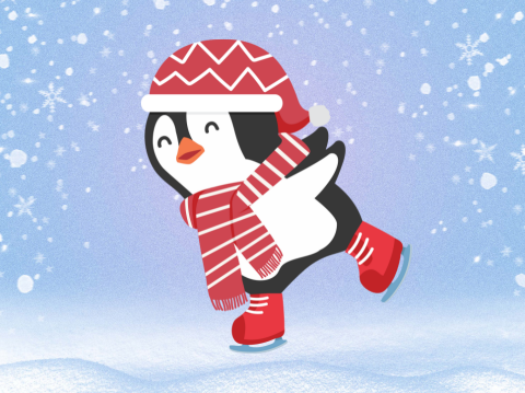 penguin ice skating