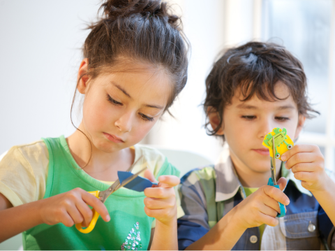 kids cutting paper